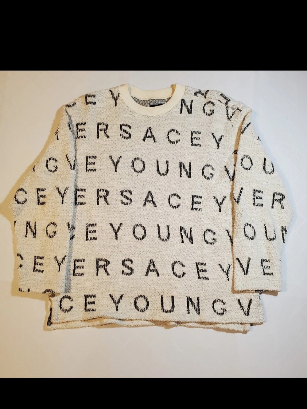 RARE VTG 90s Young Versace Logo AOP Sweater Kids 10 / Womens XXS Authenticated